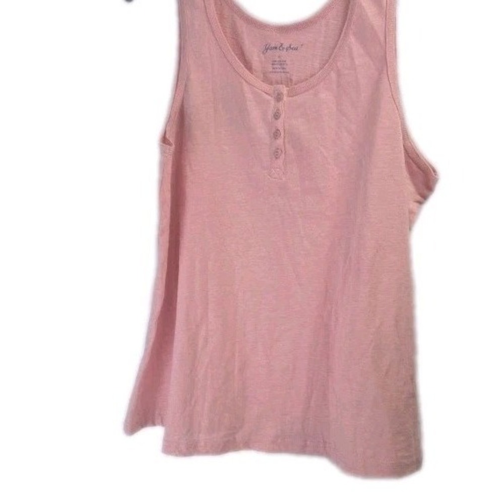 Yarn &‎ Sea Pink Tee Tank Sleeveless Scoop Neck & 4 Buttons Sleep Top Size Large